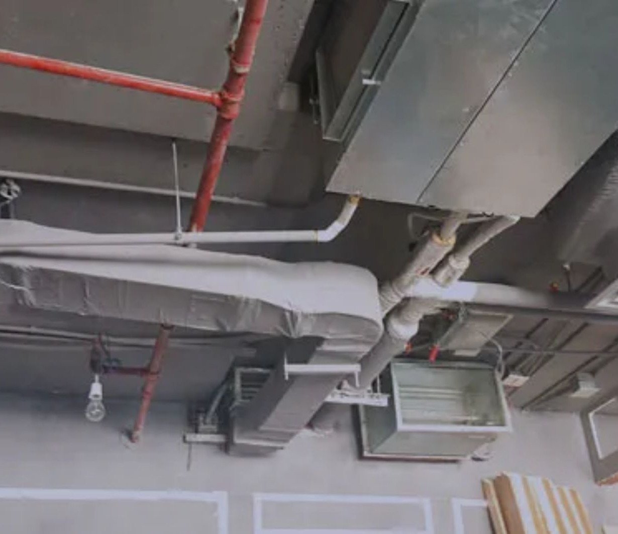 HVAC ducting installed in a ceiling void